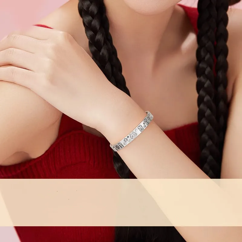 Brahmacharya 999 Fine Silver Bangles Women's-4