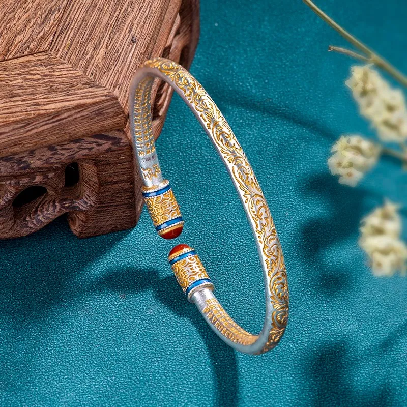 Brahmacharya 999 Fine Silver Bangles Women's-1