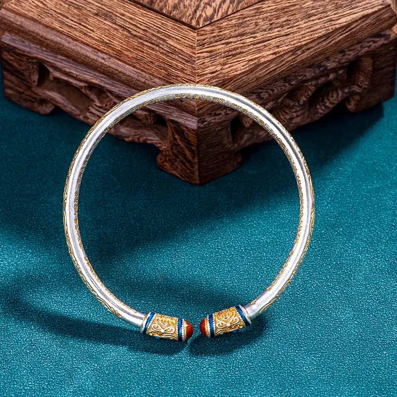 Brahmacharya 999 Fine Silver Bangles Women's-4