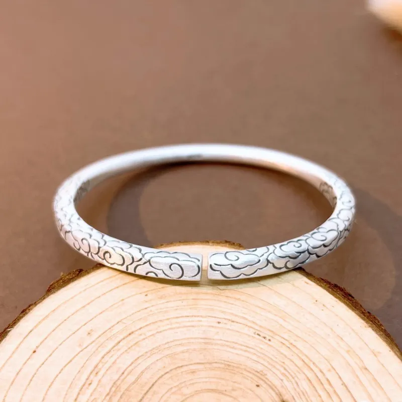 Brahmacharya 999 Fine Silver Bangles Women's-2