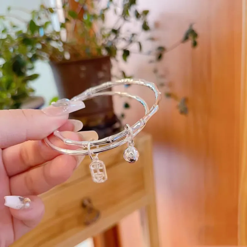 Brahmacharya S999 Fine Silver Sterling Silver Bracelets Women's-3