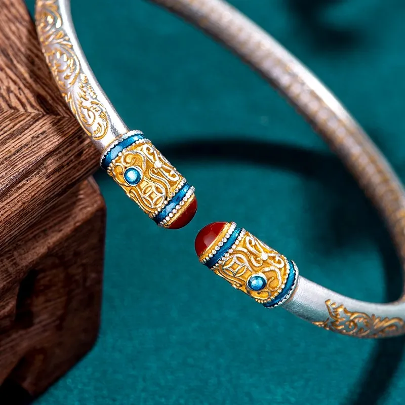 Brahmacharya 999 Fine Silver Bangles Women's-5