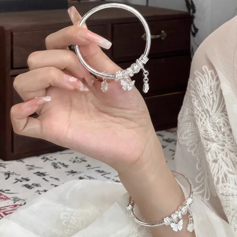Brahmacharya 999 Fine Silver Bangles Women's-2