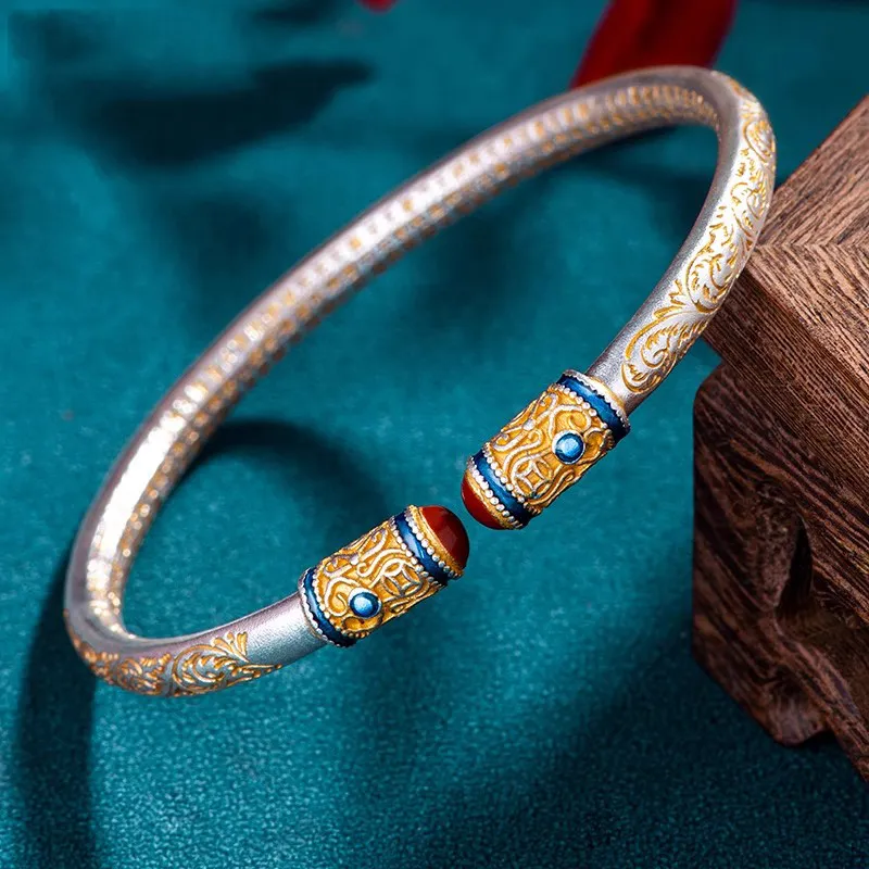 Brahmacharya 999 Fine Silver Bangles Women's-2