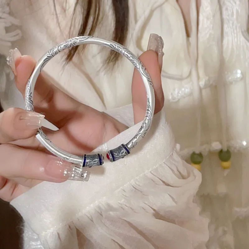 Brahmacharya 999 Fine Silver Bangles Women's-5