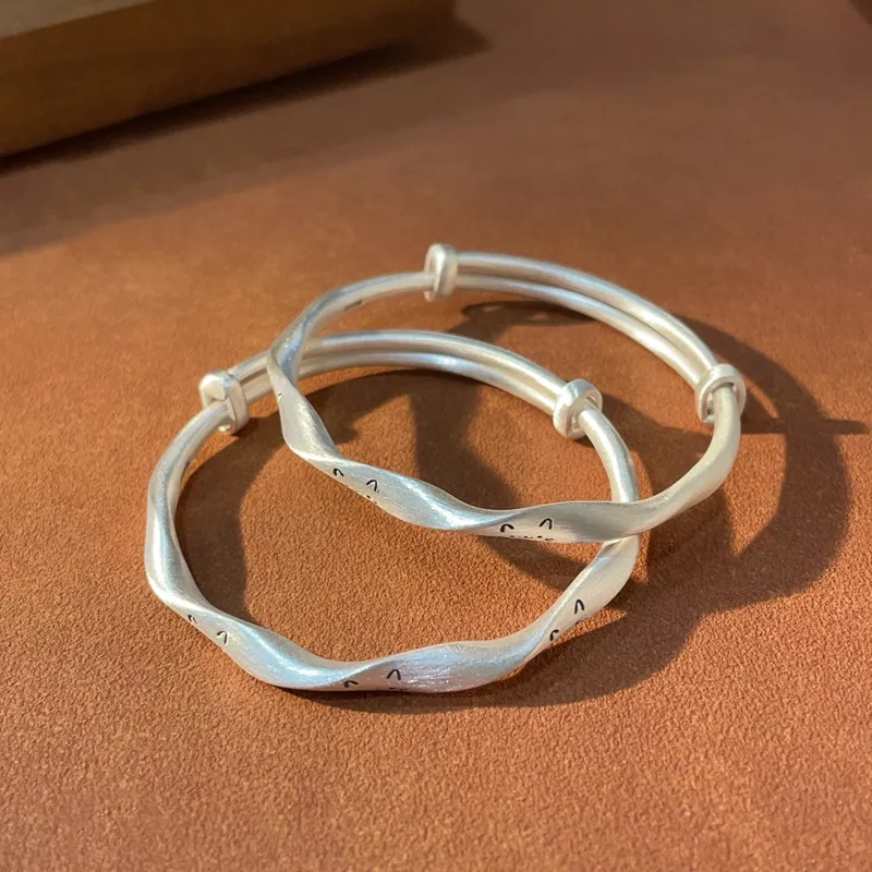 Brahmacharya 999 Fine Silver Bangles Women's-2