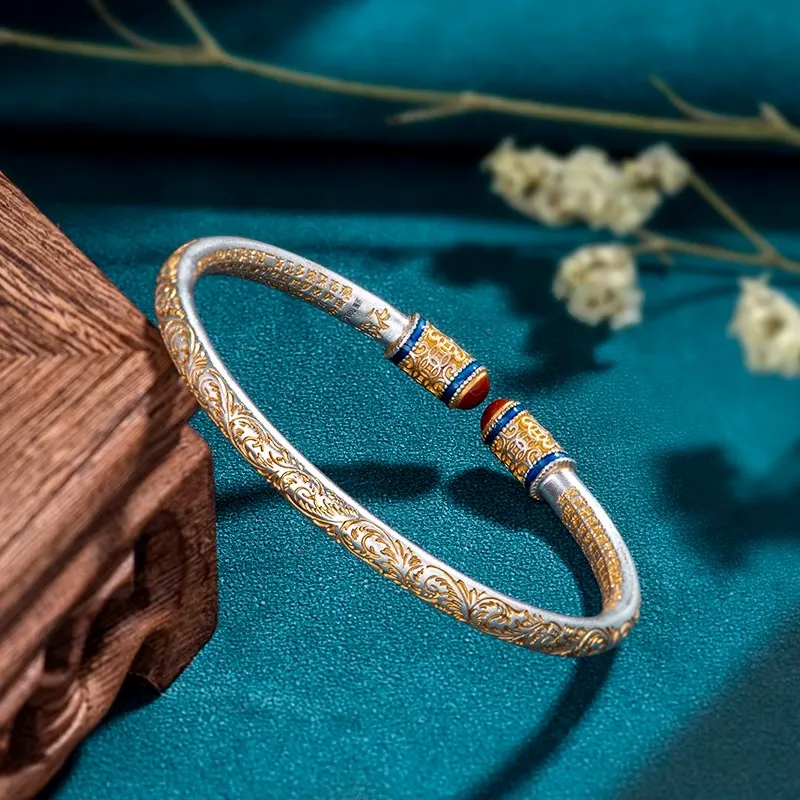 Brahmacharya 999 Fine Silver Bangles Women's-3
