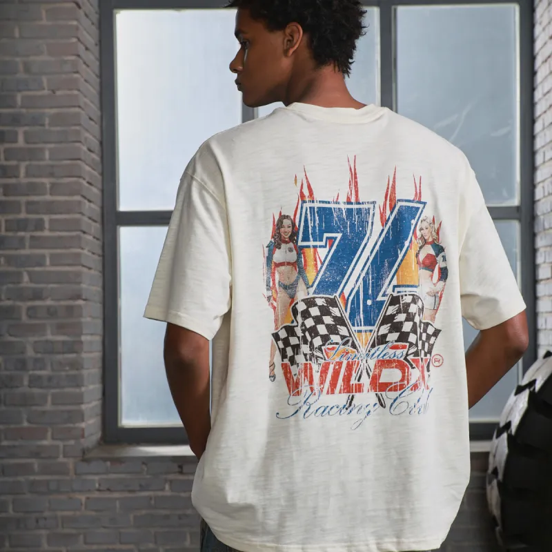 WILDX T Shirts Unisex Racing Ecru-3