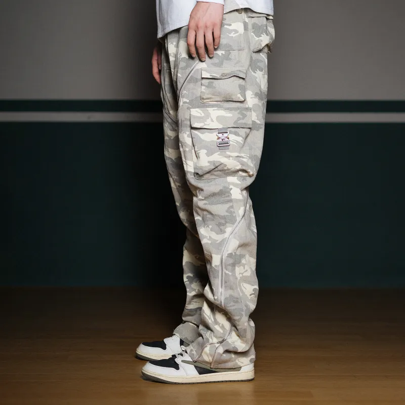 WILDX Cargo Pants Unisex Snowflake Camouflage-4