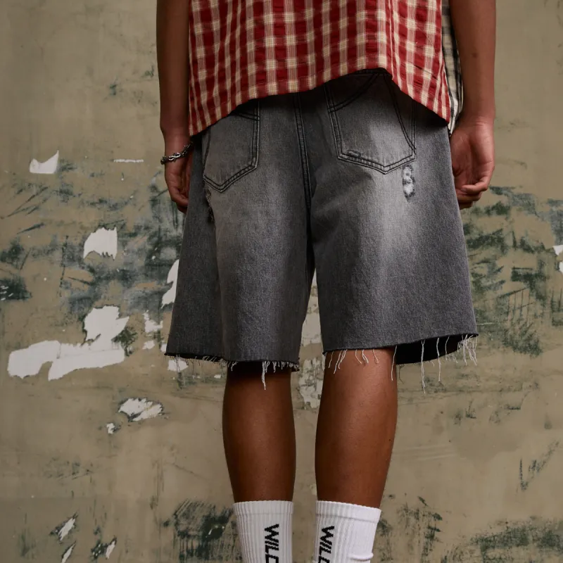 WILDX Denim Shorts Unisex French Work Gray-5