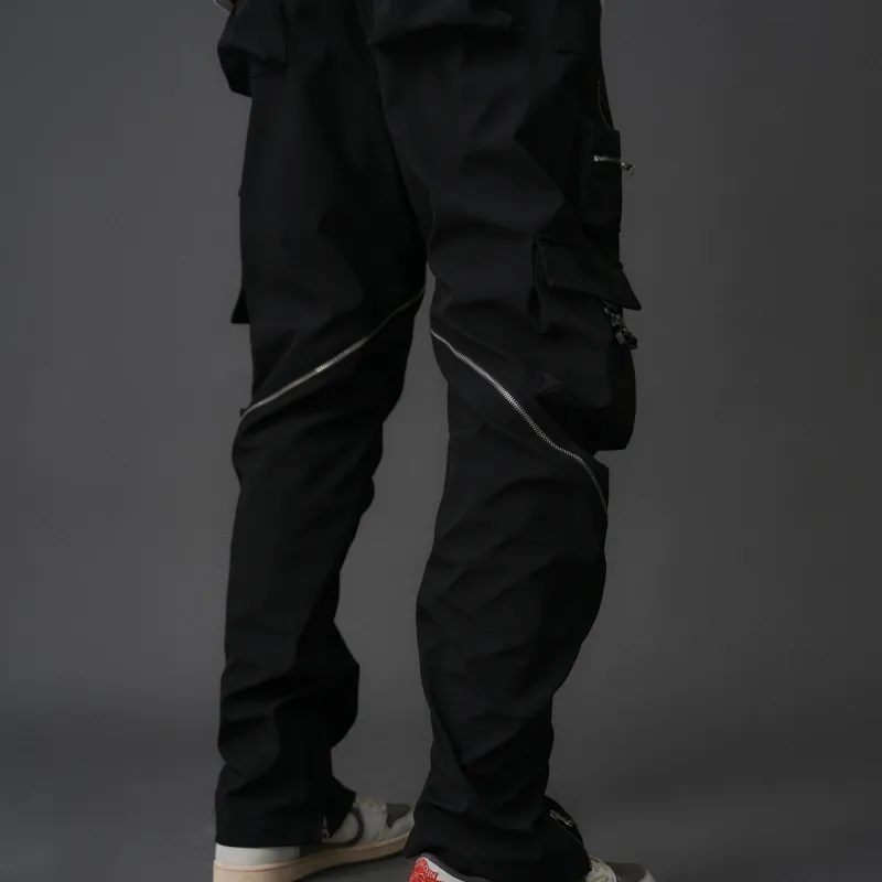 WILDX Vibe Casual Luxury Streetwear Pocket Zip Closure Straight Fit Unisex Cargo Pants-5