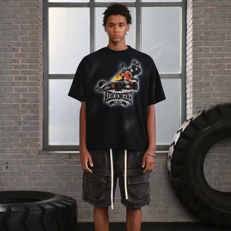 WILDX Cargo Shorts Unisex Washed Black-5
