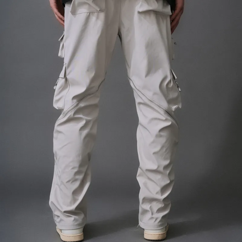 WILDX Vibe Casual Luxury Streetwear Pocket Zip Closure Straight Fit Unisex Cargo Pants-2