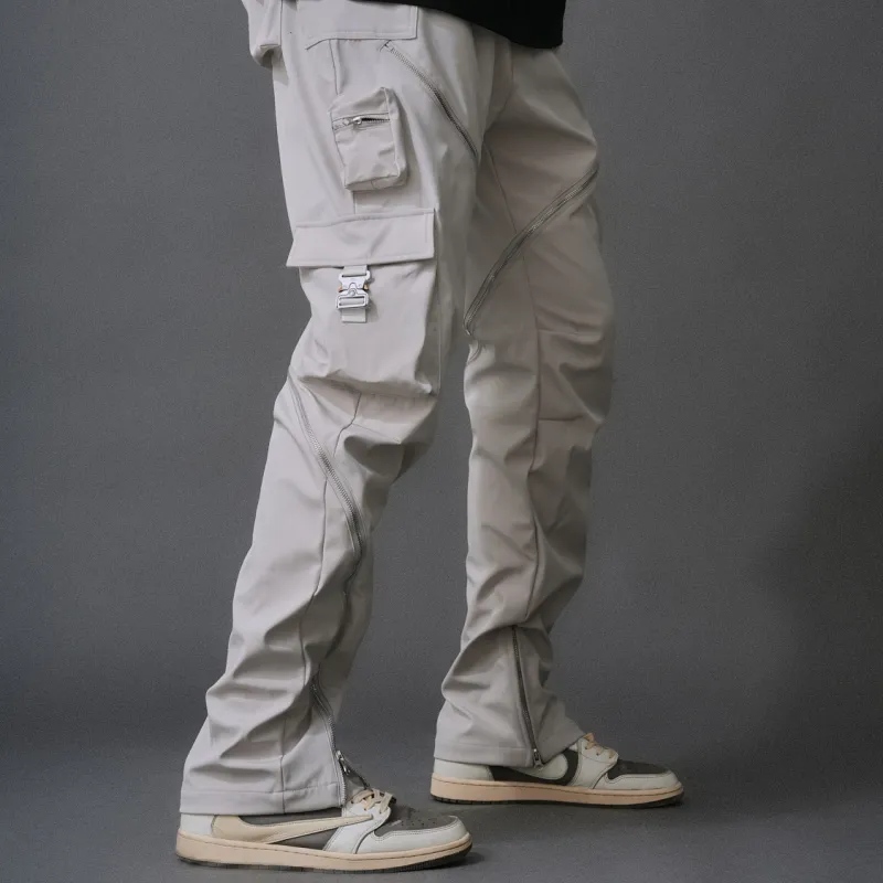 WILDX Vibe Casual Luxury Streetwear Pocket Zip Closure Straight Fit Unisex Cargo Pants-1