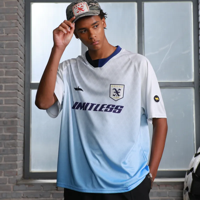 WILDX T Shirts Unisex Gradient Blue White-2