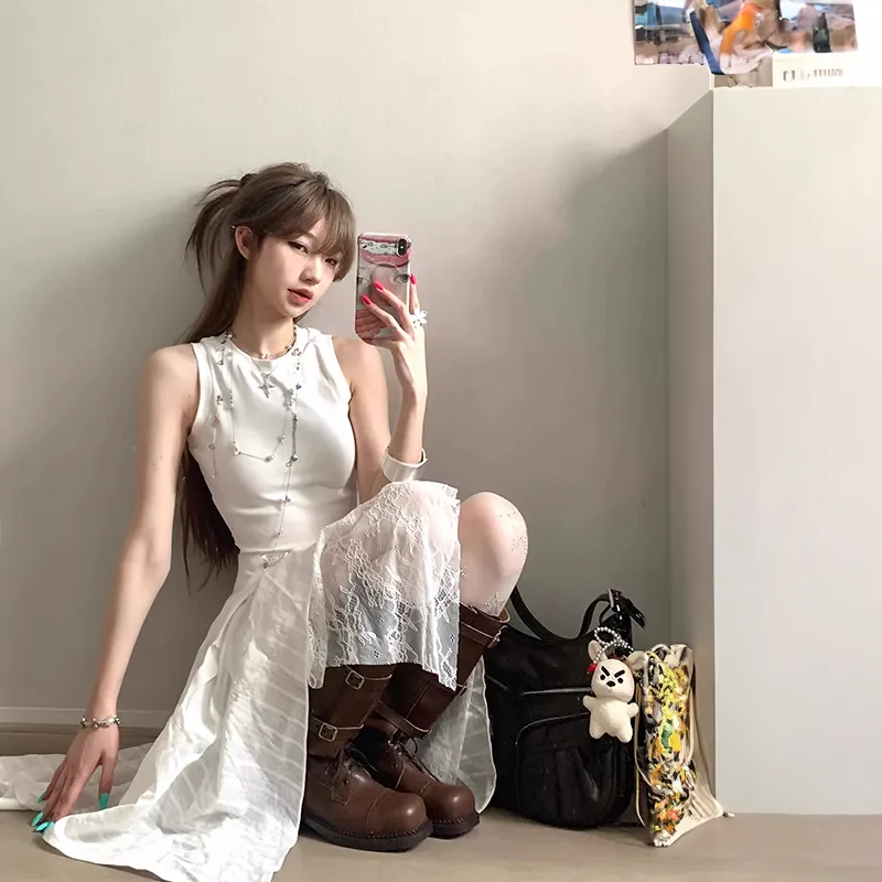 TENNE GIRL Sleeveless Dress Women's White-4