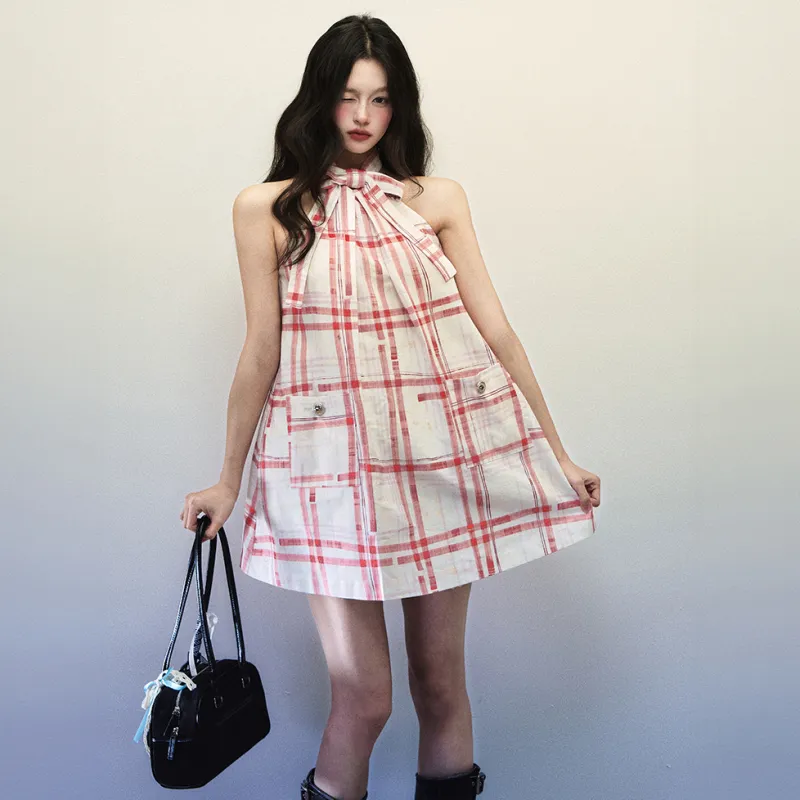 TENNE GIRL Sleeveless Dress Women's Red Plaid-4