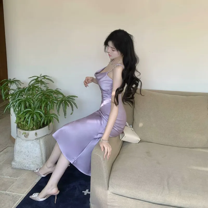 TENNE GIRL Slip Dresses Women's Purple-2