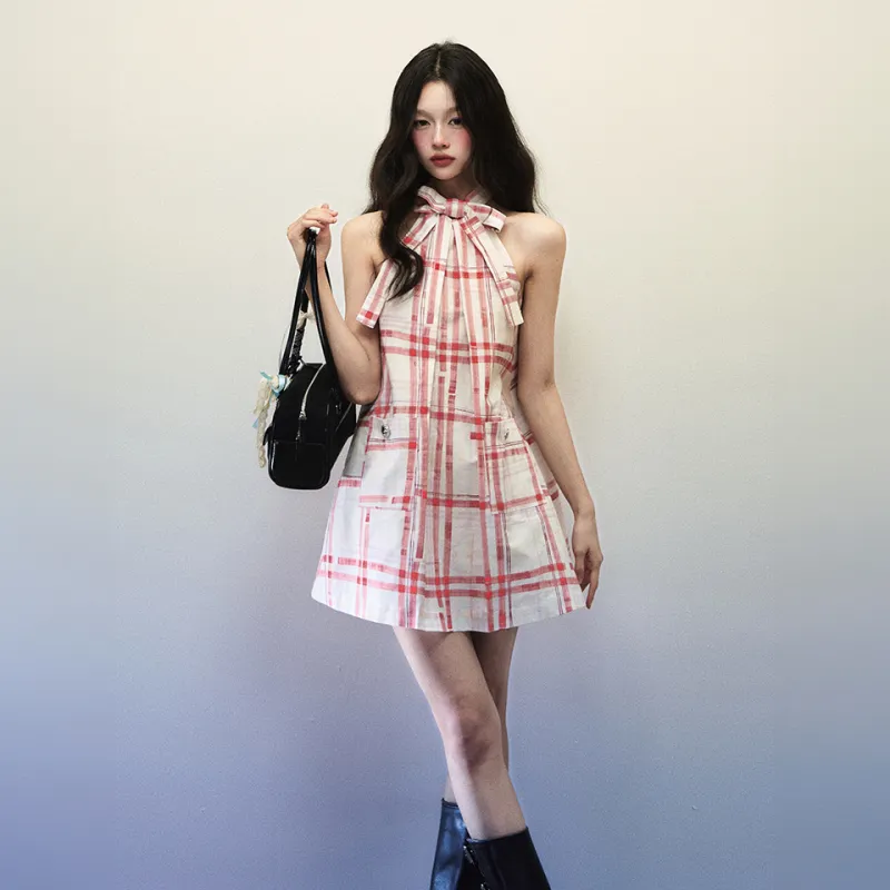 TENNE GIRL Sleeveless Dress Women's Red Plaid-2