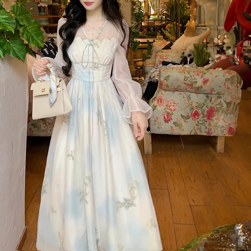 TENNE GIRL Long Sleeved Dress Women's Blue-6