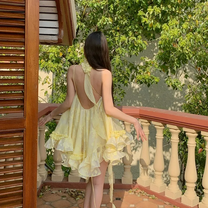 TENNE GIRL Slip Dresses Women's Yellow-3