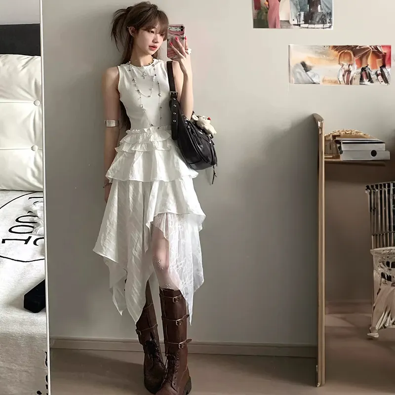 TENNE GIRL Sleeveless Dress Women's White-3