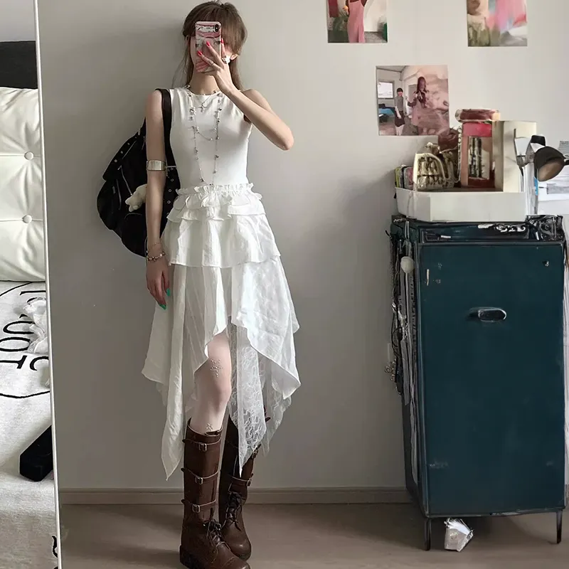 TENNE GIRL Sleeveless Dress Women's White-1