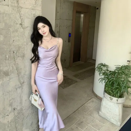 TENNE GIRL Slip Dresses Women's Purple