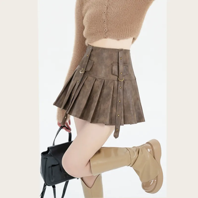 Dear Zhazha Leather Short Skirts Women's-2