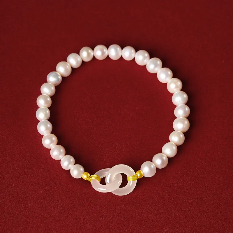 LIU GUI FU JEWELRY Hetian Jade Bracelets Pale Greenish White Jade Women's-3
