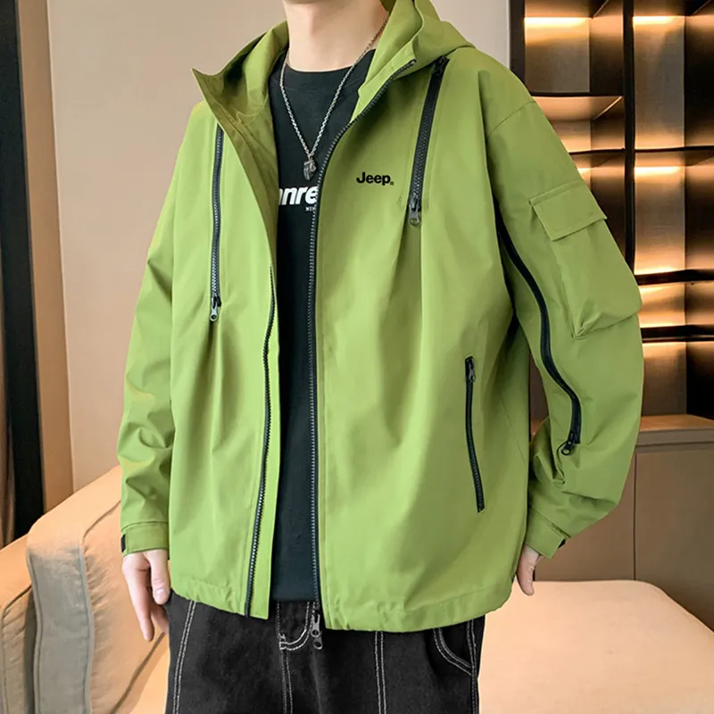 Jeep Outdoor Hiking Water Resistant Windproof Wear Resistant Windbreaker Jacket Unisex-23