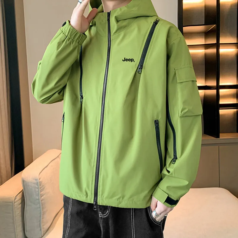 Jeep Outdoor Hiking Water Resistant Windproof Wear Resistant Windbreaker Jacket Unisex-19