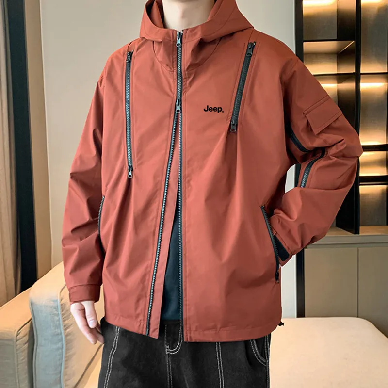 Jeep Outdoor Hiking Water Resistant Windproof Wear Resistant Windbreaker Jacket Unisex-14