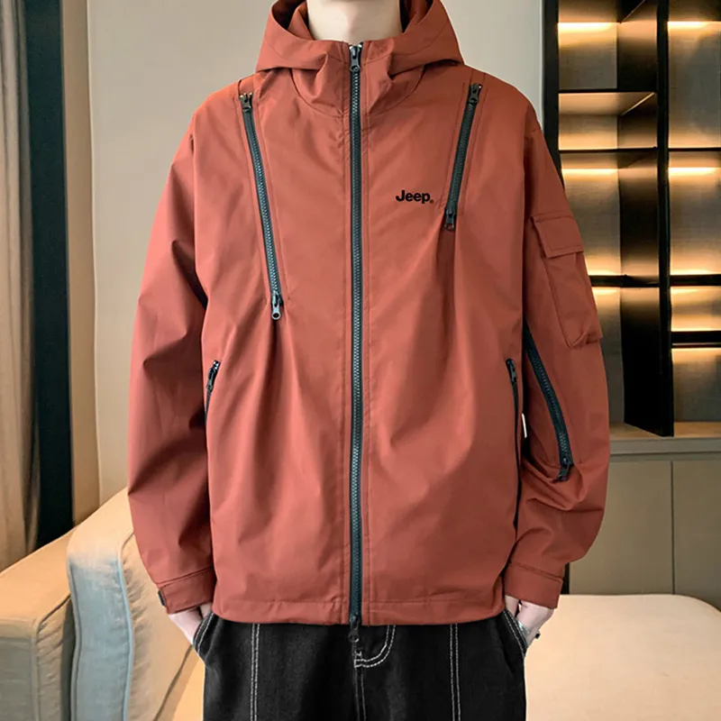 Jeep Outdoor Hiking Water Resistant Windproof Wear Resistant Windbreaker Jacket Unisex-10