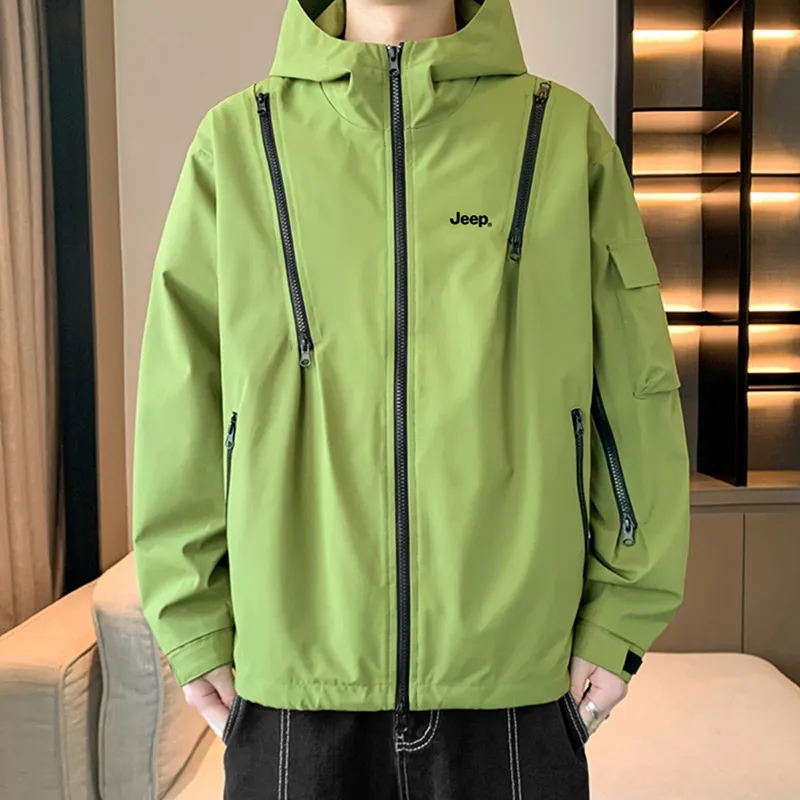 Jeep Outdoor Hiking Water Resistant Windproof Wear Resistant Windbreaker Jacket Unisex-18