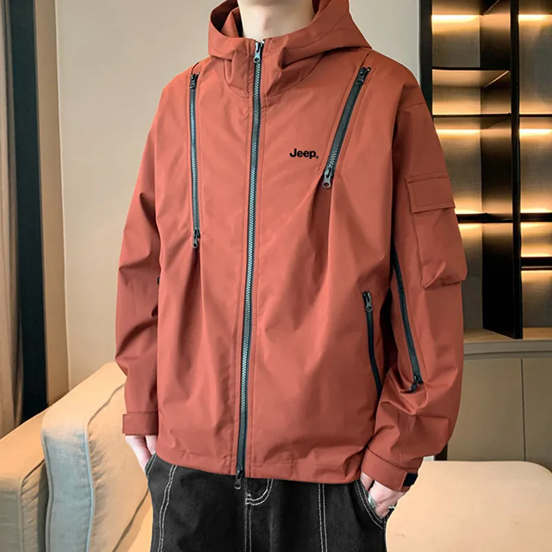 Jeep Outdoor Hiking Water Resistant Windproof Wear Resistant Windbreaker Jacket Unisex-11