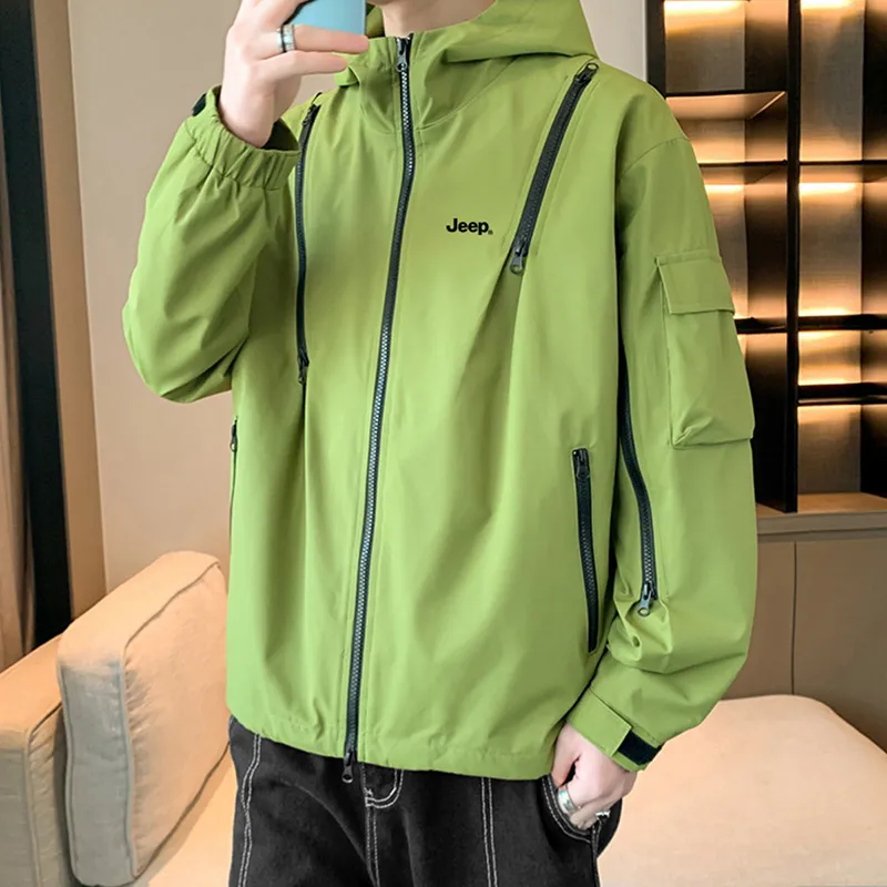 Jeep Outdoor Hiking Water Resistant Windproof Wear Resistant Windbreaker Jacket Unisex-20