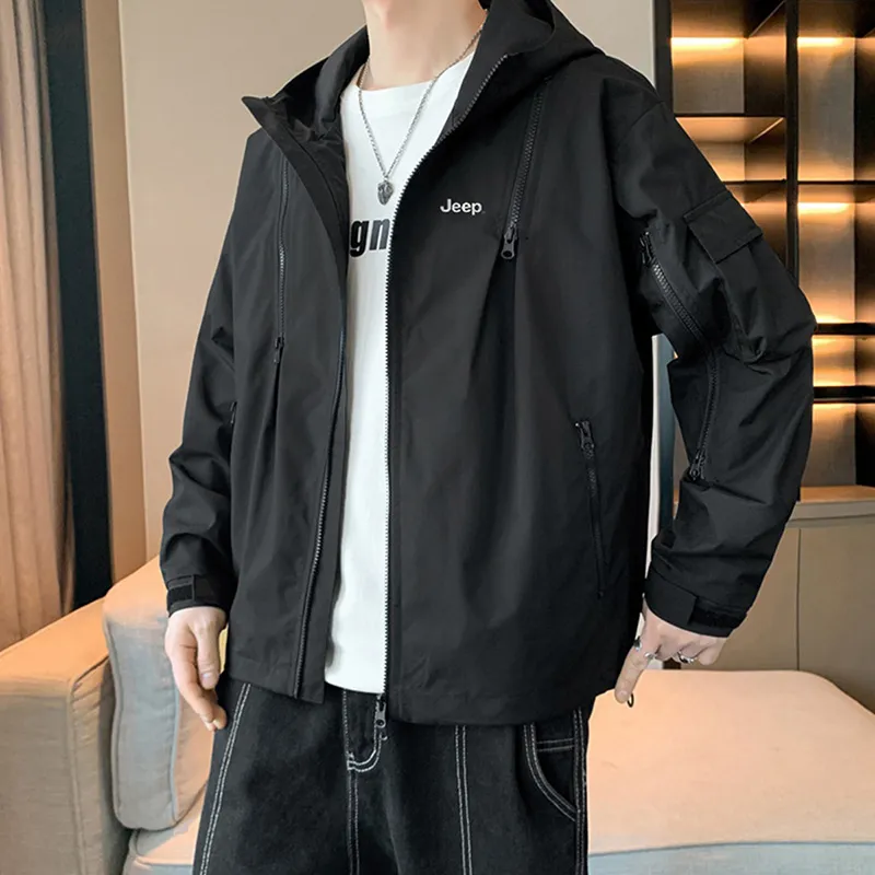 Jeep Outdoor Hiking Water Resistant Windproof Wear Resistant Windbreaker Jacket Unisex-6