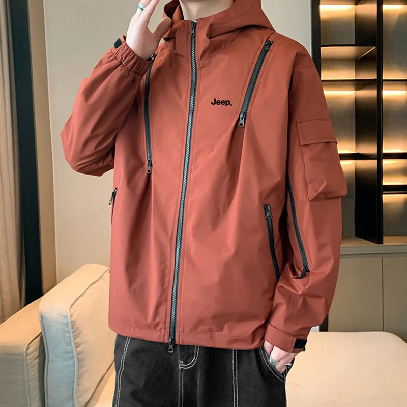 Jeep Outdoor Hiking Water Resistant Windproof Wear Resistant Windbreaker Jacket Unisex-12
