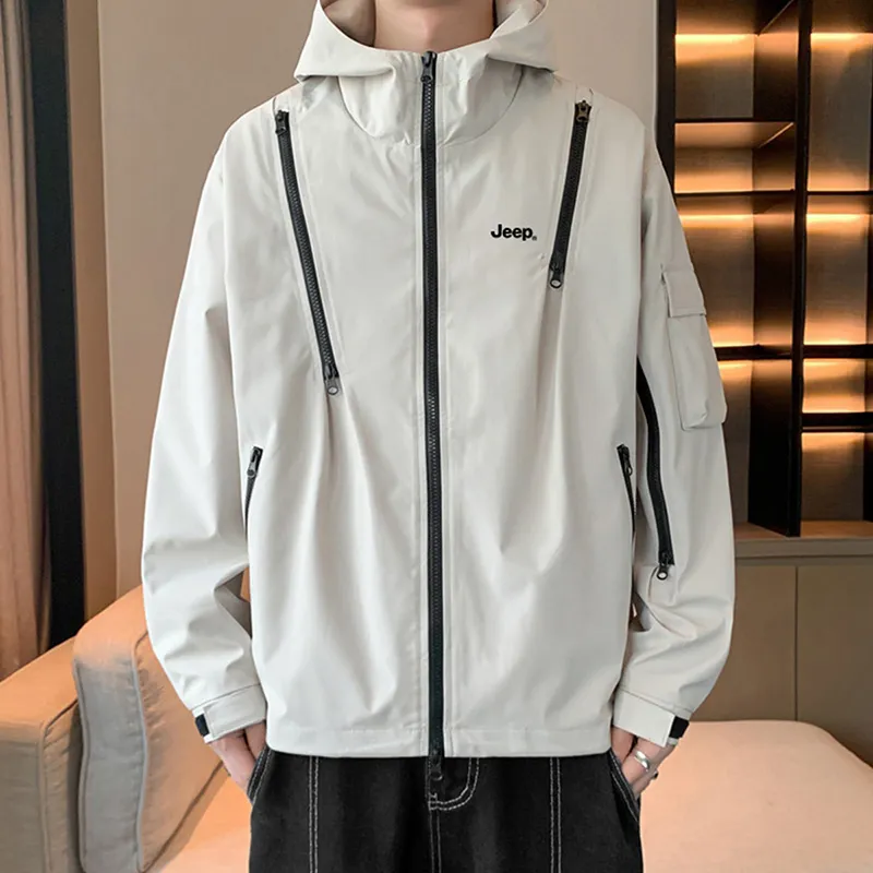 Jeep Outdoor Hiking Water Resistant Windproof Wear Resistant Windbreaker Jacket Unisex-26