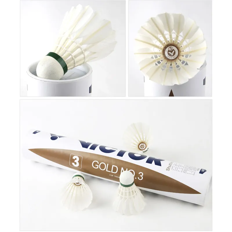 VICTOR Duck Feather Shuttlecock 12 Pack Muscovy Duck Feather All Round Duck Feather Shuttlecocks-2