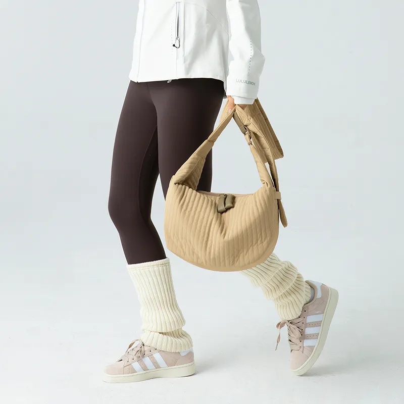 Thereble Soft Crossbody Bag Mommy Bag Dumpling Bag Large Size Women's Khaki-3