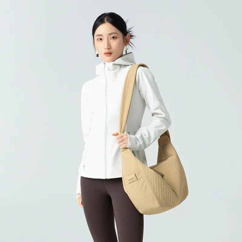 Thereble Soft Crossbody Bag Mommy Bag Dumpling Bag Large Size Women's Khaki-2