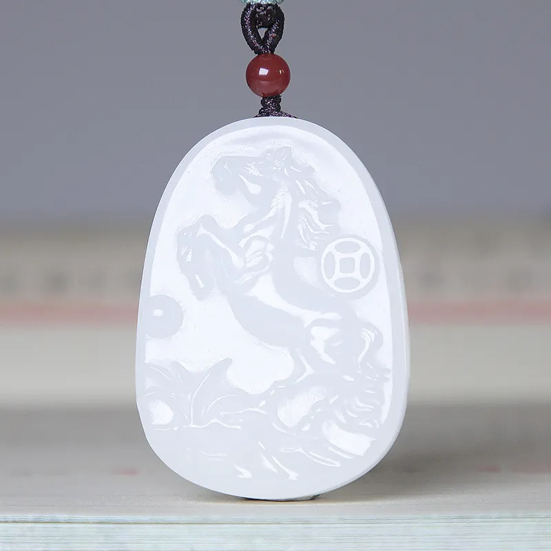 Ingenuity Hetian Jade Necklaces White Jade Unisex-1