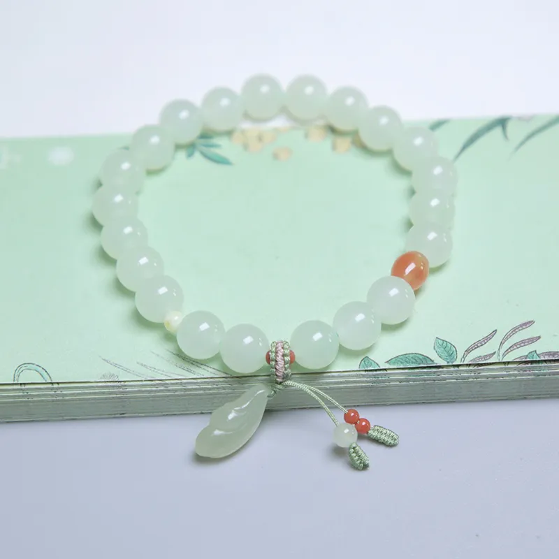 Ingenuity Bracelets Pale Greenish White Jade Unisex-3