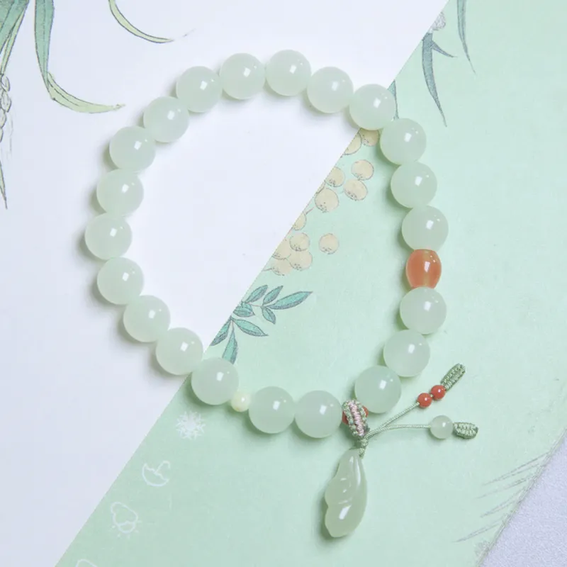 Ingenuity Bracelets Pale Greenish White Jade Unisex-1