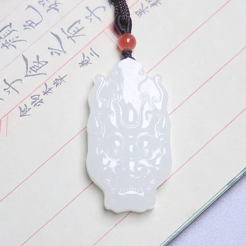 Ingenuity Hetian Jade Necklaces White Jade Unisex-1