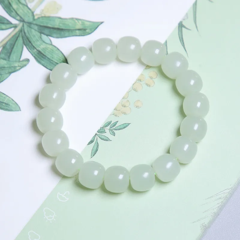 Ingenuity Hetian Jade Bracelets Pale Greenish White Jade Unisex-2