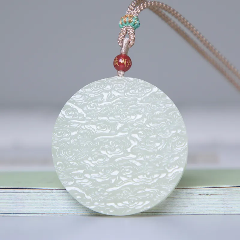 Ingenuity Hetian Jade Necklaces Pale Greenish White Jade Unisex-3