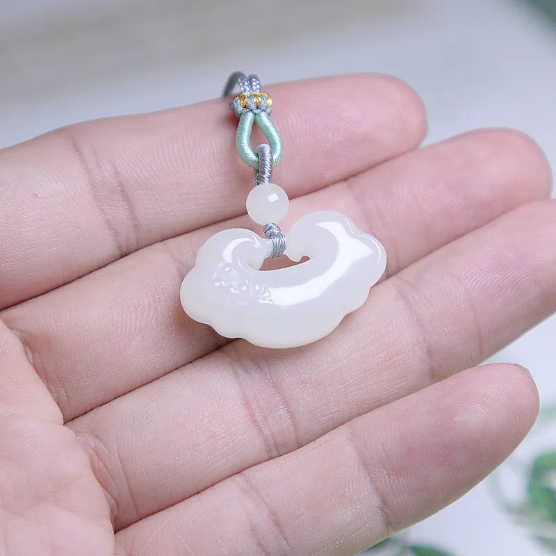 Ingenuity Hetian Jade Necklaces White Jade Unisex-4